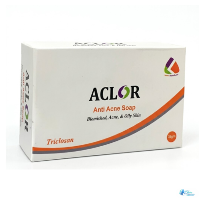 Aclor Anti-Acne Soap gently cleanses oily and acne-prone skin, removing excess oil and impurities for a fresh, clean feel.
