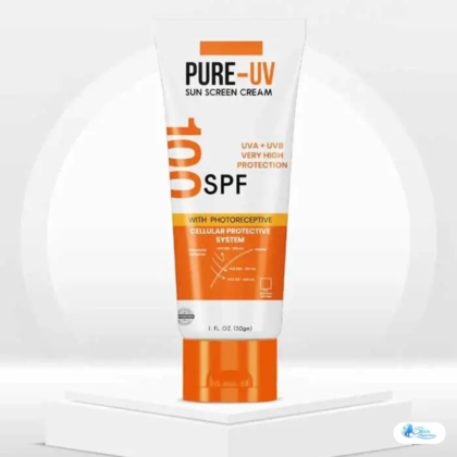 Pure UV Sunscreen Cream SPF 100 provides broad-spectrum UVA/UVB protection with a lightweight, non-greasy formula for daily sun defense.