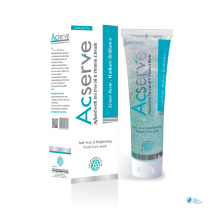 Acserve Tea Tree Oil & Vitamin E Beads Face Wash gently cleanses impurities and excess oil for fresh, smooth, and clean-looking skin.